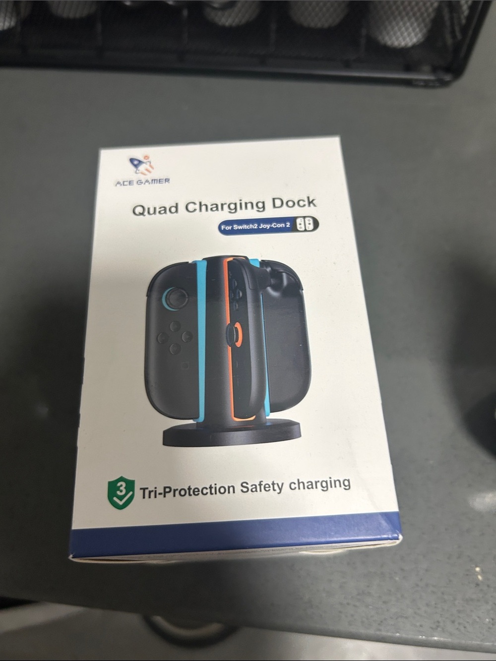 Quad Charging Dock for Switch Joy-Con - Black with Blue & Orange Accents